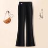 Beige Woolen Micro-Flare Pants for Women - Autumn/Winter 2024 Collection, Slimming Thick Cashmere for Petite Sizes.