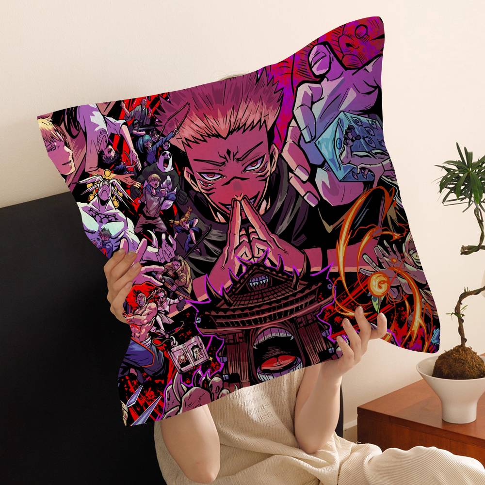 Japanese Manga J-Jujutsu K-Kaisen Pillow Covers Cartoon Sofa Decorative Home Double-Sided Printing Plush Cute Cushion Cover