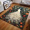 White Peacock and Flowers Printed Carpet for Bedroom Living Room Bedside Sofa Floor Mat Modern Home Decor Area Rug for Gifts