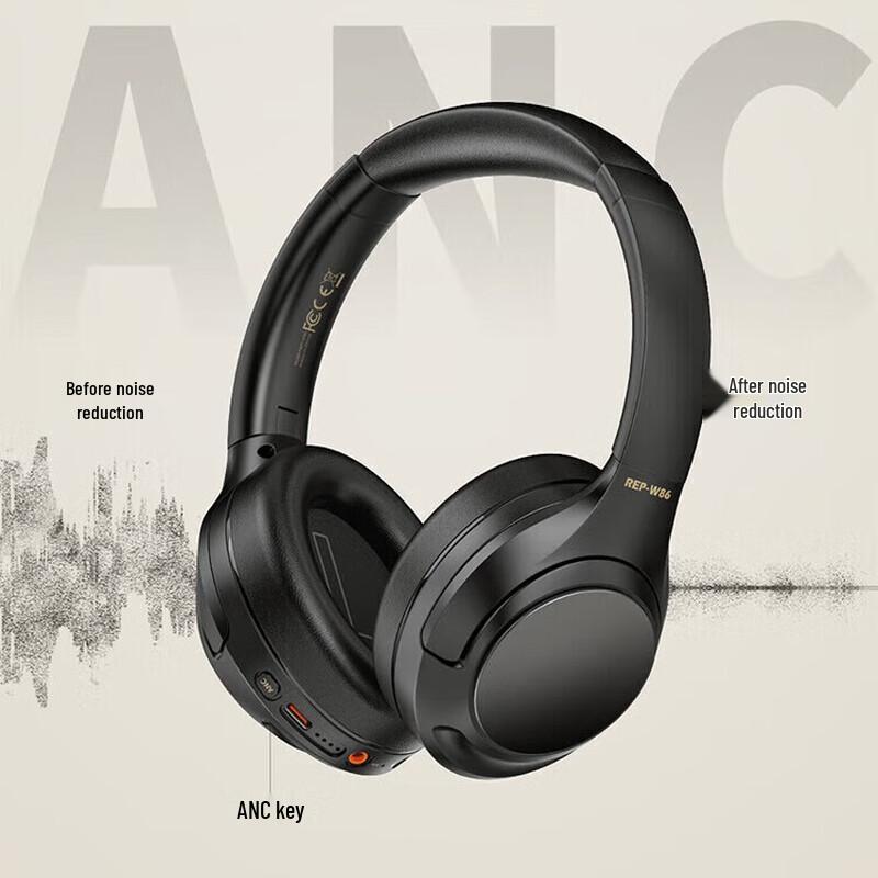 

Recci REP-W86 ANC Noise-Cancelling Over-Ear Bluetooth Headphones