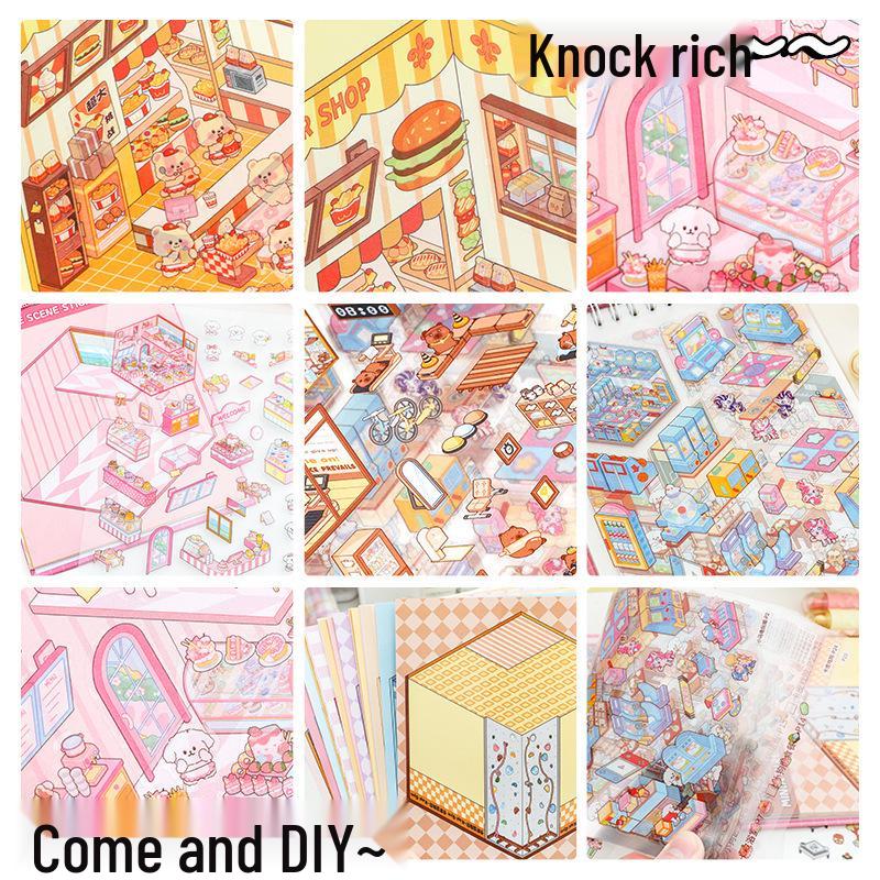 3D Miniature DIY House Sticker Set - Stereoscopic Landscaping Scenes for Girls