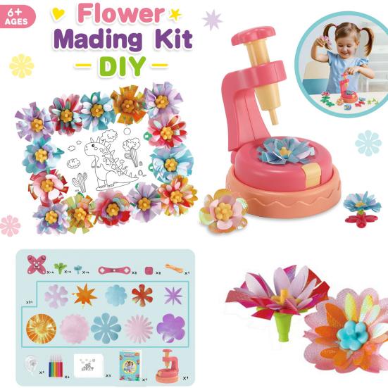 1 Set DIY Fabric Flower Bouquet Kit Kids Handmade Colorful Flower Making Toy Toddlers Girls Educational Floral Bouquet Arts Crafts Activities Toy