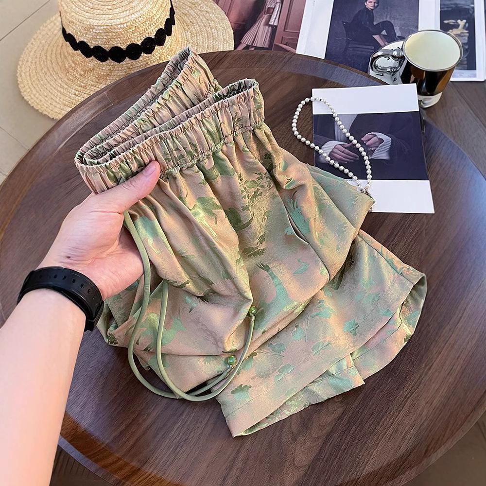 Kalhoty se širokými nohavicemi ve větších velikostech pro ženy Vintage letní styl Ležérní kalhoty inspirované Čínou Pohodlné Lehké Módní kalhoty