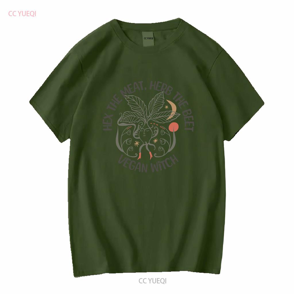 T-shirt Vegan Sorcière Halloween Femme Pour Elle Drôle Végétarien Manches Longues ou Courtes Vintage Lavé Mode