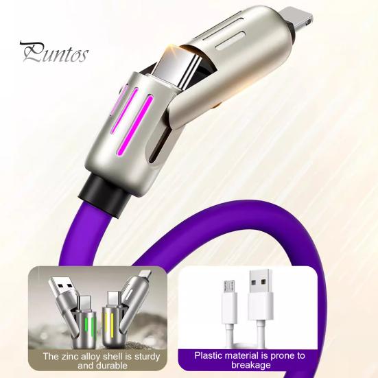 Fast Charging Data Cable 240W Thickened Silicone Charging Cable Multi-Protocol Data Transfer Cable for IPhone Tablets