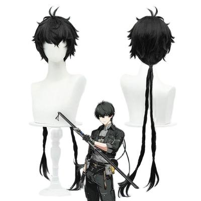 Anime Wuthering Waves Rover Cosplay Wig Male Black Short Hair 90CM Long Braid Main Character Resonator Halloween Party
