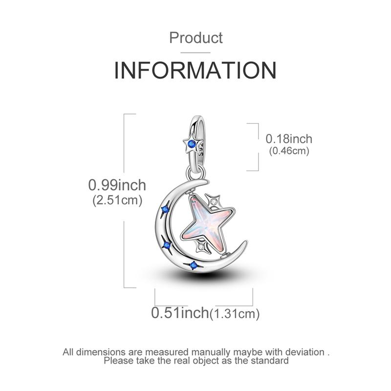 100% Real 925 Silver Charms Bead Luminous Star Moon Sun Dangle Fit Original Bracelet Diy For Woman Jewelry Party