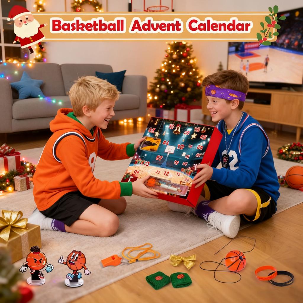 Basketball Advent Calendar Countdown Set – 24-day Sports-themed Gift Box For Teenagers With Mini Hoop Toys, Accessories Surprise