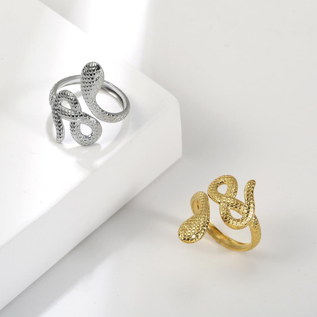 Stainless Steel Snake Rings for Women Men Gold Finger Rings Punk Serpent Animal Party Jewelry Gift