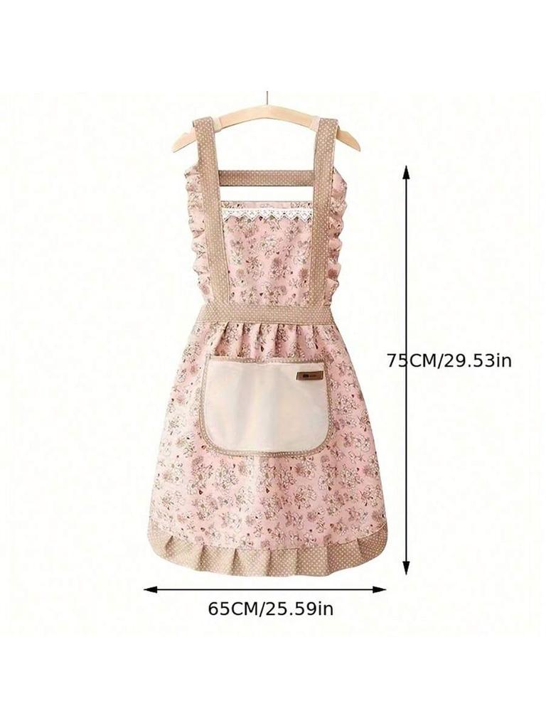 Canvas Household New Erasable Apron, Kitchen Shoulder Strap Anti Fouling Breathable Princess Skirt, Cooking Waist Work Clothes.