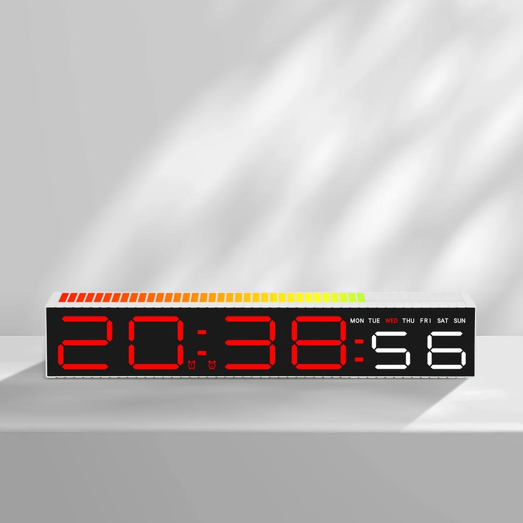 Modern LED Dijital Alarm Saati, Ruh Hali Işığı Hacim Kontrolü USB Güçlü, Renk Değiştiren Gece Lambası, Şık Siyah Dikdörtgen Tasarım