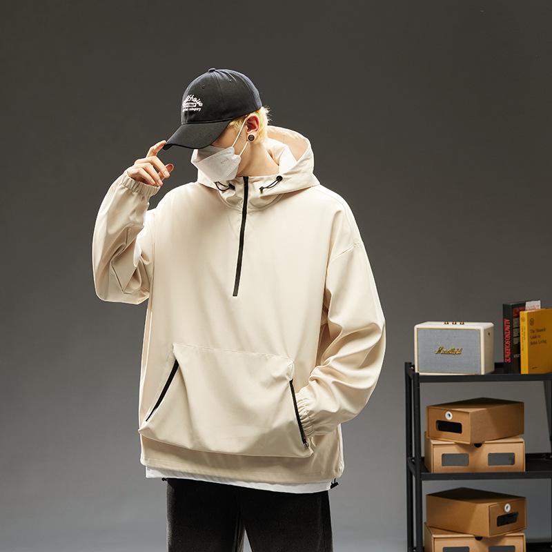 Loose Jacket Men's Spring and Autumn Fashion Top Handsome Youth Shoulder-down Popular Casual Pullover Jacket