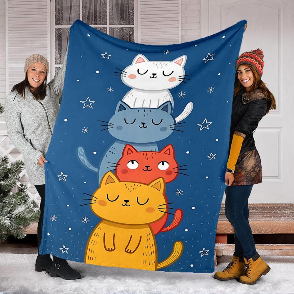 1pc Cats StackOutdoor Blanket, Soft And Comfortable Blanket, Casual Warm Outdoor Blanket, Good Birthday Gift Yy260328052