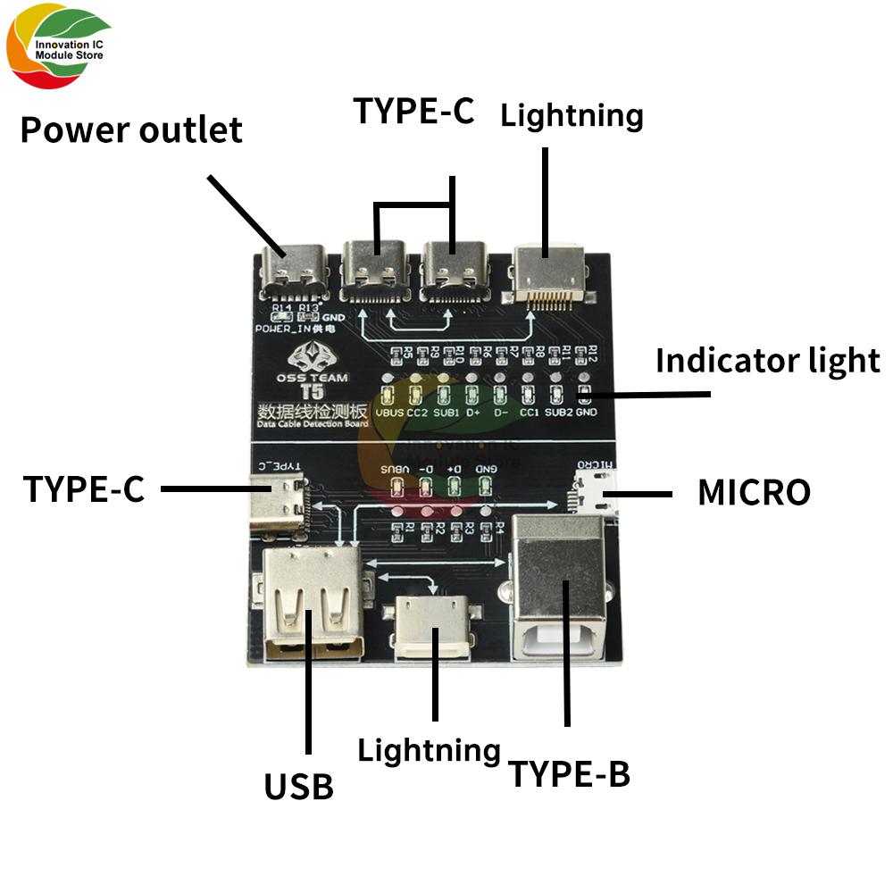 T5 Multifunctional Interface Cable Detection Module, Data Cable Testing Board, Abnormal Testing, Fast Detector