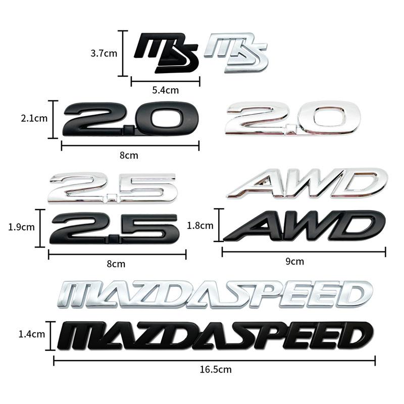 3D Metal Car Styling AWD 2.0 2.5 Emblem Car Rear Tail Trunk Sticker For M3 M5 MAZDASPEED MS Badge Decal Front Grill Decor