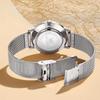 OLEVS Women's Minimalist Casual Watch Leather Band Waterproof Analog Quartz with Date Calendar Silver Mesh Strap
