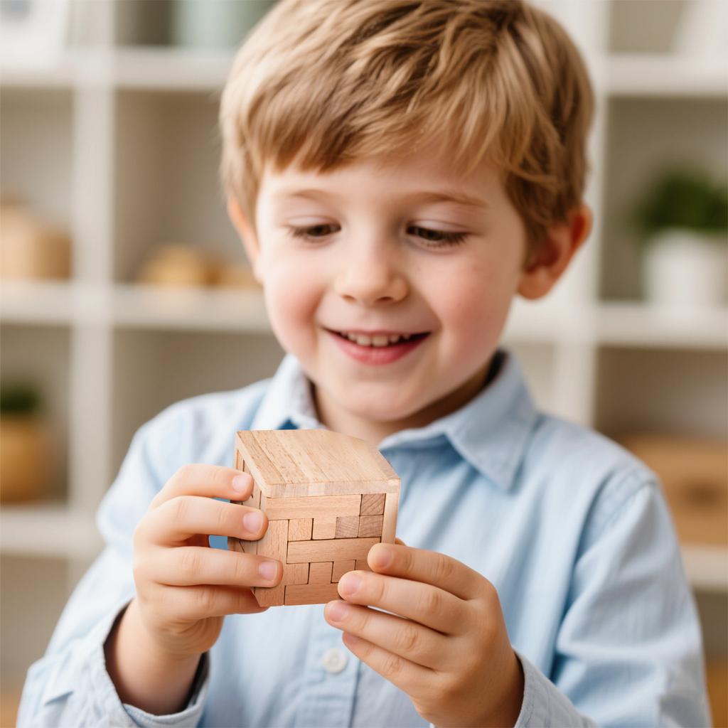 Color Boxed Decompression Assembled Blockss Wooden Three-dimensional Puzzles Kongming Lock Educational Toys Lu Bans Lock