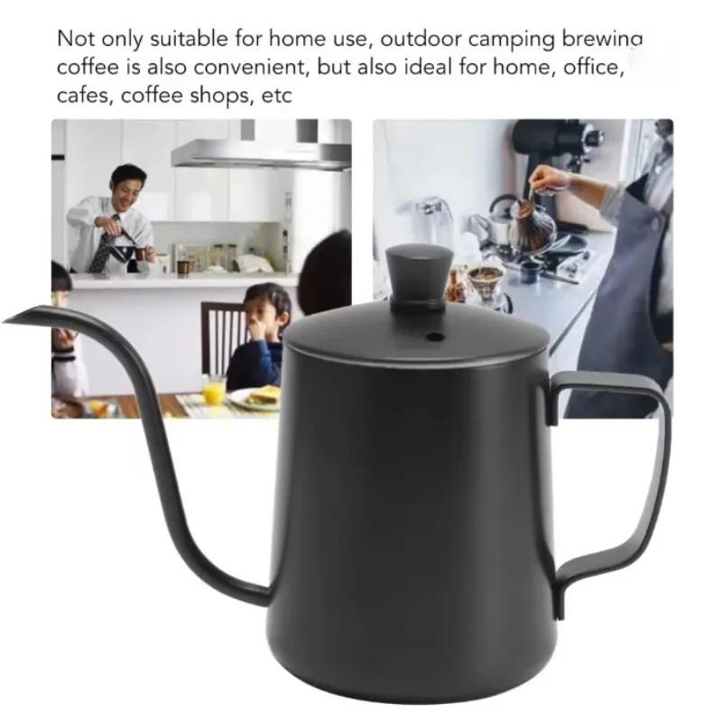 111ML Stainless Steel Gooseneck Drip Coffee Pot, Brewer with Lid & Hanging Handle