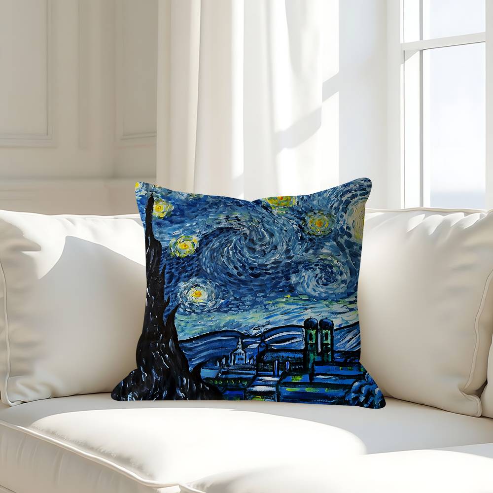 Van Gogh Famous Painting Cushion Cover Car Throw Pillow Case For Sofa Car Christmas Gift 40x40cm 45x45cm