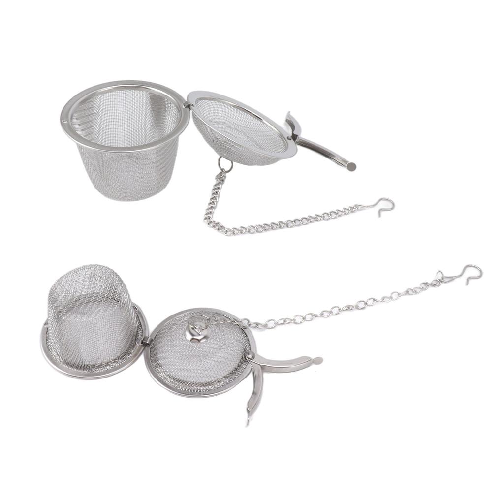 2pcs Mesh Tea Ball Stainless Steel Tea Strainer with Long Hook Chain for Spice Soup Tea Herbs Diameter: 4.5cm 1.8in+