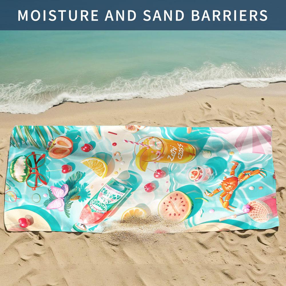 

New, double-sided velvet beach towel quick-drying sports towel printed bath towel [Spot sale]