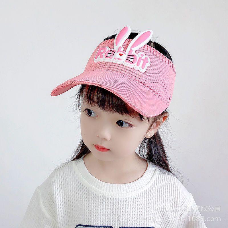 Children's hats can be worn in spring and summer, cartoon rabbit ears, letters, empty top hats, sunscreen sun hats for boys and girls