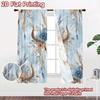2D FLAT PRINTING 2pcs Curtains (Without Rod) Floral Bull Skull Design Popular Fashionable Curtains Versatile Durable Polyester