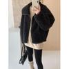 Women's Lamb Wool Thickened Short Jacket - Versatile Korean Fashion, Loose Fit & Slimming, Autumn/Winter Fuzzy Fur One-Piece.