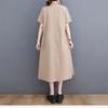 Short Sleeve Patchwork Contrast Color Dresses for Women Loose Casual Vintage Dress Fashion Elegant Clothes Spring Summer 2025