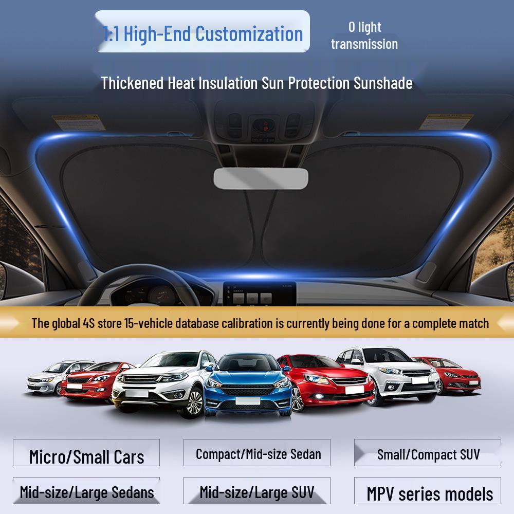 

Full Blackout Car Sunshade: UV Protection & Heat Insulation for Front Windshield 150x70 cm