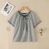 ZANZEA Women Plaid Print Summer Casual Round Neck Short Sleeve Blouse