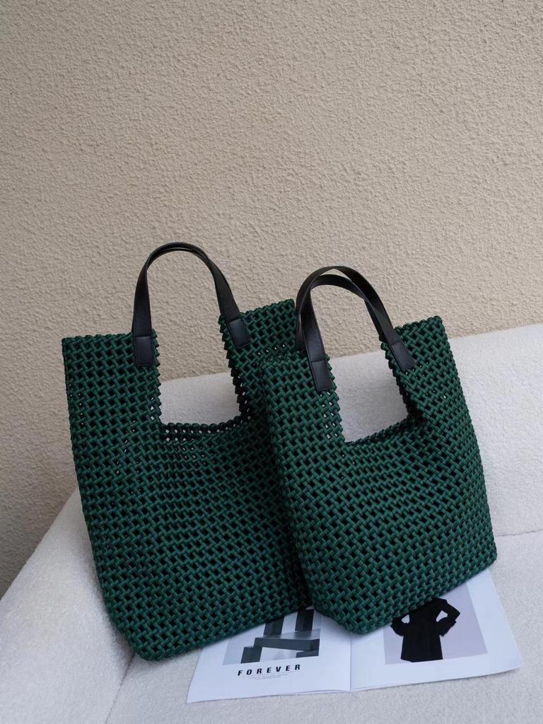 Luxury Silk Satin Tote with Windmill Knot Design - Handwoven, Hollow Niche, Large Capacity, Mother-Child Bag Available