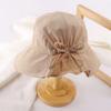 Big head circumference sun hat bucket hat women's summer thin travel bow sun hat face cover sun protection basin hat