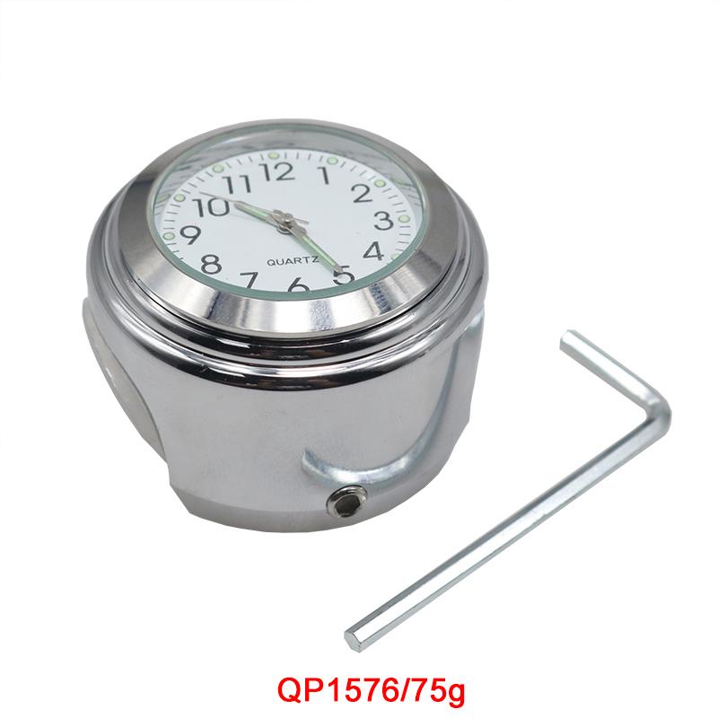 1 horloge universelle lumineuse en aluminium pour moto, horloge à quartz, étanche, chromée, support pour guidon de vélo
