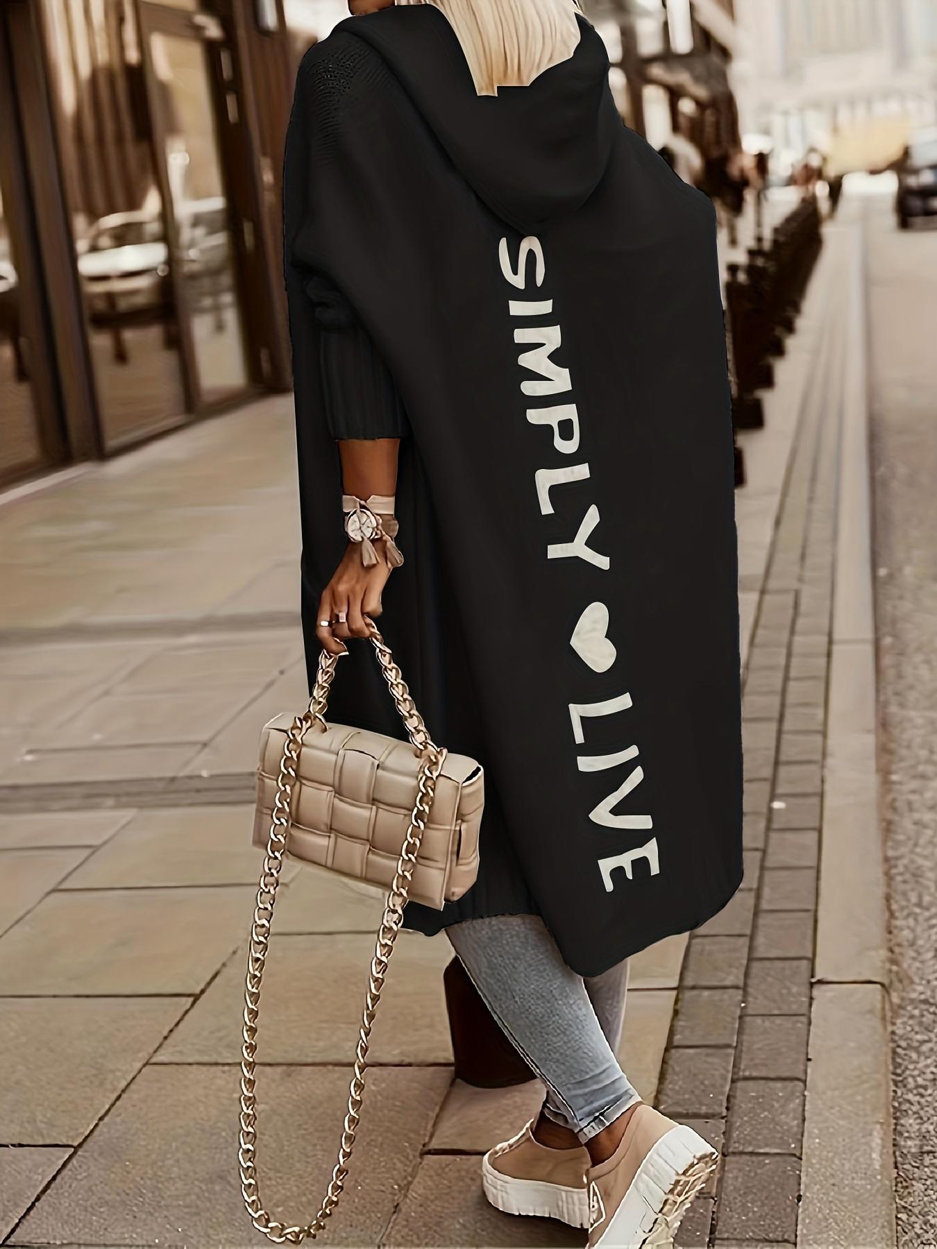 

Rose Beauty A Plus Size Повседневный кардиган, женский кардиган с длинными рукавами и открытым передом с капюшоном и карманами 4XL чёрный