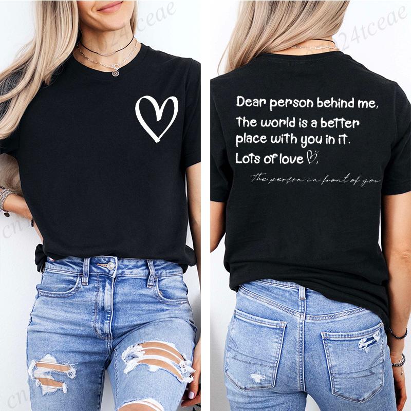 Dear Person Behind Me Printed Summer T-Shirts Tops Mental Health Awareness Design Women's Graphic T-Shirt Short Sleeve Clothing