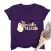 Retro Halloween Spooky Vibes Shirt Funny Halloween Unisex Short Sleeve Shirts Spooky Season TShirts Ghost Unisex Tee Clothes