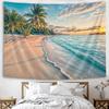 Beach Ocean Tapestry for Bedroom, Summer Tropical Hawaii Palm Tree Nature Tapestries Wall Hanging, Blue Sea Sky Sunshine Holiday