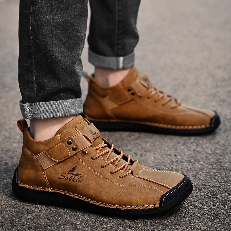 Fashion Luxury Ankle Boots Mens Shoes Fashion Handmade Leather Shoes Outdoor Casual Ankle Boot Slip on Driving Shoes for Men Loafers