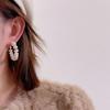 Temperament Double Color Faux Pearl Circle Hoop Earrings For Women Real Gold Plated Copper Wedding Casual Jewelry