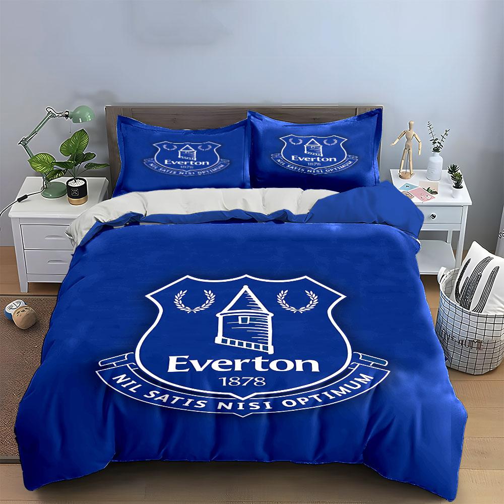 Blue Everton Logo Bedding Set Bedding Duvet Cover Set Duvet Cover Pillowcases (1 * Duvet Cover 2 * Pillowcases, Without Duvet Insert)
