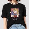 Anime Sailor Moon 18 Different Patterns Summer Printed Casual Black Short Sleeves Cotton Tops O Neck Women T Shirts