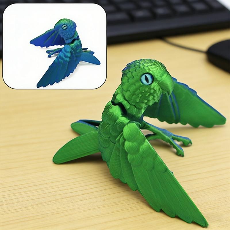 Flexible Joints Articulated Parrots Fidgety Toy Desktop Decors 3D Printed Parrots,Realistic Parrots Statue Home Decors