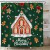 Gingerbread House Shower Curtain Christmas Candy Cane Snowflake Pine Leaves Snowy Winter Fabric for Bathroom Decor Bathtub Wit
