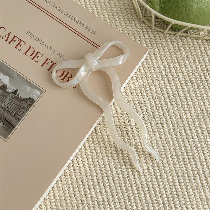 

1pc Fashion Women s Bow U-shaped Hair Clip Stick Suitable for Girl Daily Wear Barrettes Elegant Boutique Acetate Hairpin Hair Accessory
