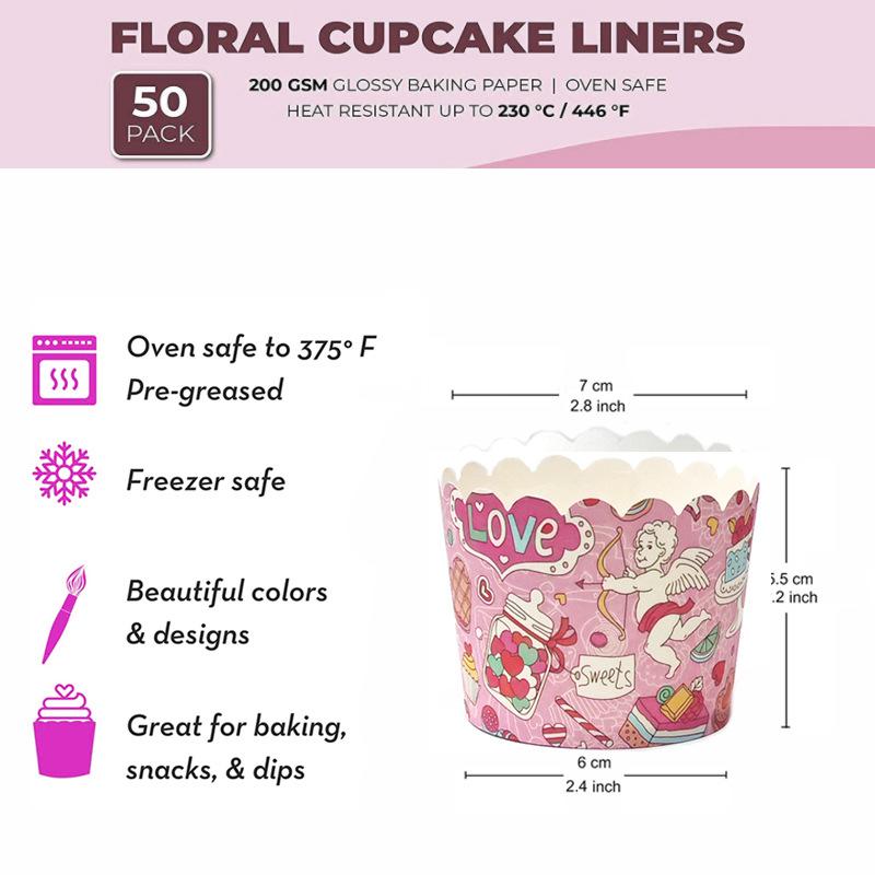 Muffin Cup Cake Cups Temperature-Resistant Oven Baking Non-Stick Paper Steaming Household Medium Paper Saucer Medium Mechanism Cups 50 Pcs