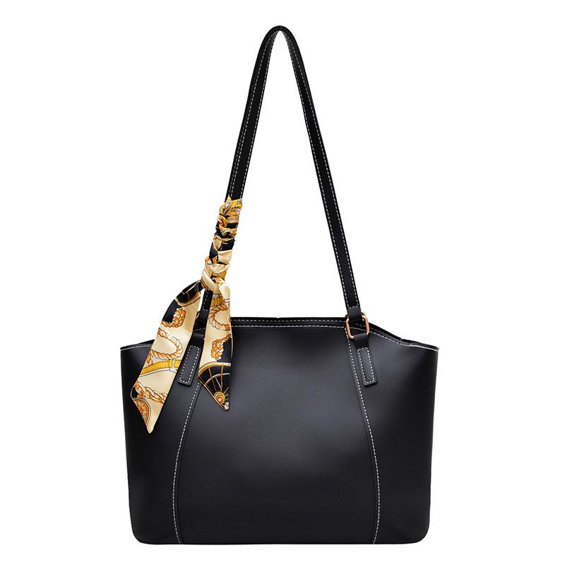 

Soft leather fashion tote bag retro casual shoulder bag new large-capacity commuter bag чёрный