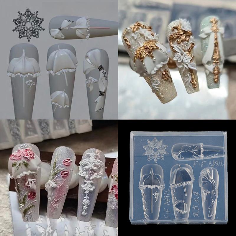 

1 шт. Силиконовая форма для ногтей Мультяшная Мечта Кружево Зонтик 3D Ювелирные изделия для ногтей Художественная и Креативная Форма для ногтей one size