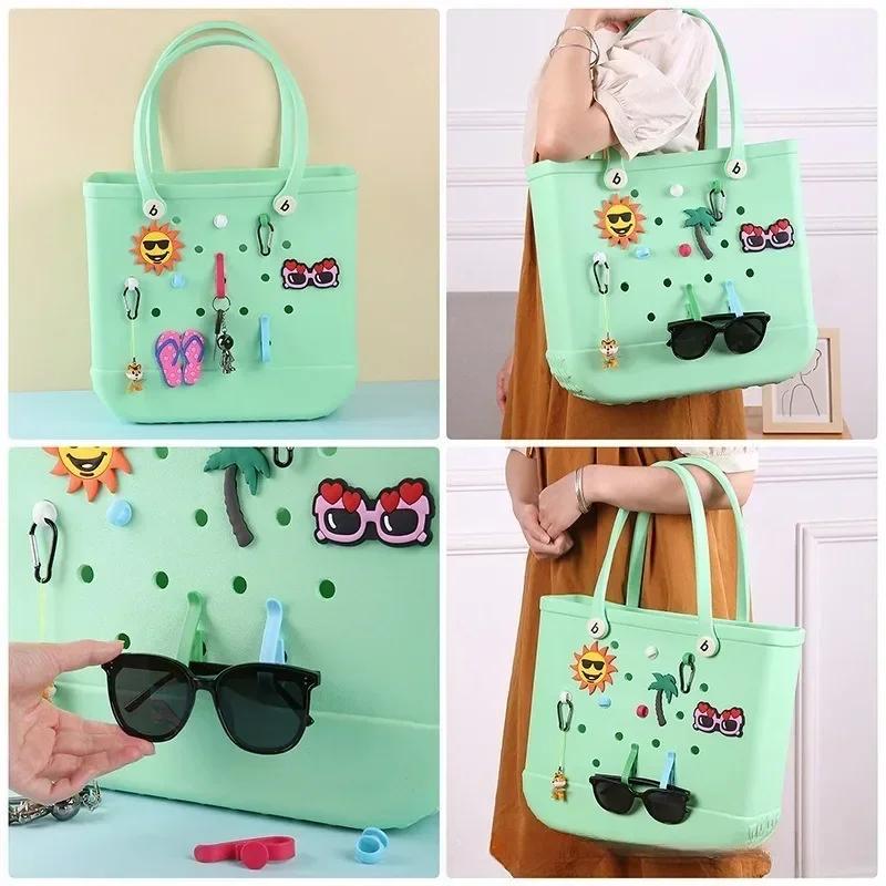 Bogg Bag Silicone Phone Holder Eva Storage Basket Inserts Hook Set Small Key Chain Clip Storage Accessories Beach Bag Organizer