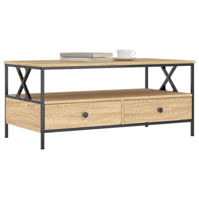 VidaXL Coffee Table Sonoma Oak 100x51x45 Cm Engineered Wood 835300